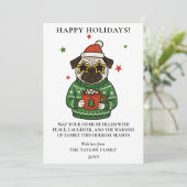 Pug Ugly Sweater Christmas Hot Cocoa Marshmallow  Feestdagenkaart (Staand voorkant)