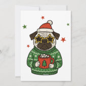 Pug Ugly Sweater Christmas Hot Cocoa Marshmallow  Feestdagenkaart (Achterkant)