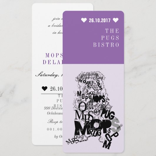 Pug uitnodiging (Voorkant / Achterkant)