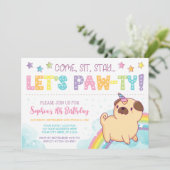 Pug Unicorn Birthday Invitation Pug Birthday Kaart (Staand voorkant)