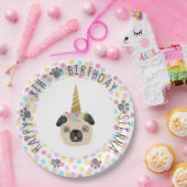 Pug Unicorn Birthday Party Papieren Bordje (Feest)