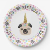 Pug Unicorn Birthday Party Papieren Bordje (Voorkant)