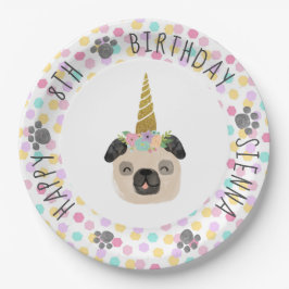 Pug Unicorn Birthday Party Papieren Bordje
