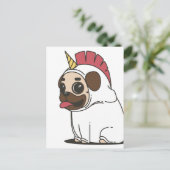 PUG UNICORN BRIEFKAART (Staand voorkant)