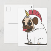 PUG UNICORN BRIEFKAART (Voorkant / Achterkant)