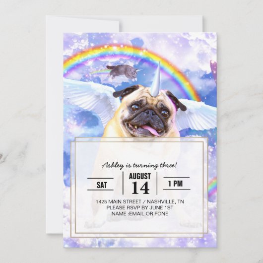 Pug unicorn - Cute pugicorn Kaart (Voorkant)