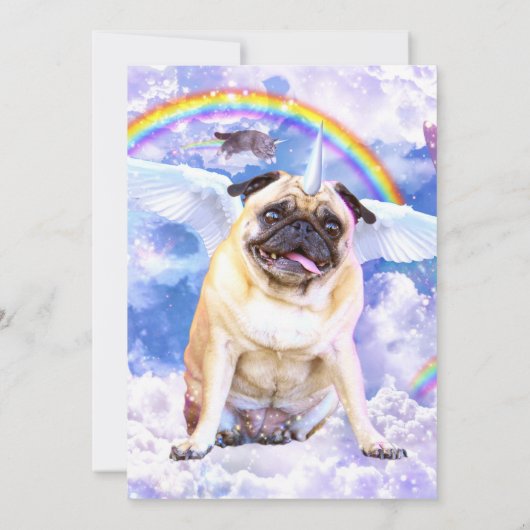Pug unicorn - Cute pugicorn Kaart (Achterkant)