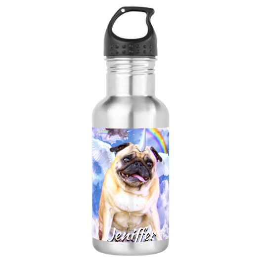Pug unicorn - Cute pugicorn Waterfles (Voorkant)