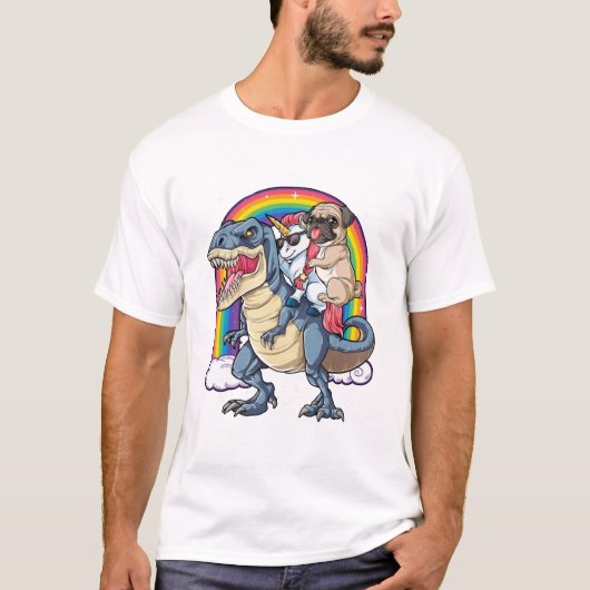 Pug Unicorn Dinosaur T rex shirt Kinder meisjes Vr (Voorkant)