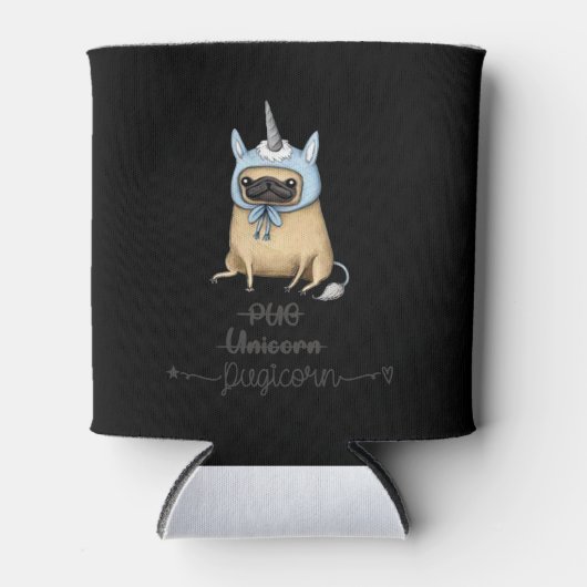 Pug unicorn equal PUGICORN Blikjeskoeler (Voorkant)