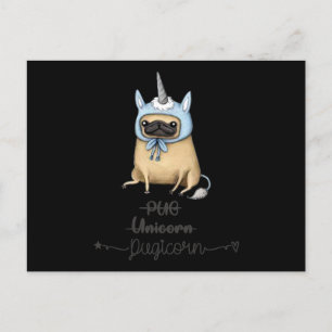 Pug unicorn equal PUGICORN Feestdagenkaart