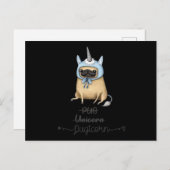 Pug unicorn equal PUGICORN Feestdagenkaart (Voorkant / Achterkant)