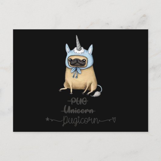 Pug unicorn equal PUGICORN Feestdagenkaart (Voorkant)