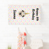 Pug Unicorn Little Girl Birthday Party Banner (Insitu)