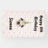 Pug Unicorn Little Girl Birthday Party Banner (Horizontaal)