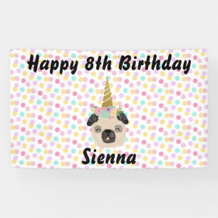 Pug Unicorn Little Girl Birthday Party Spandoek