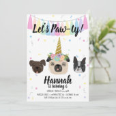 Pug Unicorn Puppy Dog Birthday Kaart (Staand voorkant)