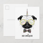 Pug Unicorn | uniek Briefkaart (Voorkant / Achterkant)