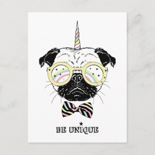 Pug Unicorn | uniek Briefkaart (Voorkant)