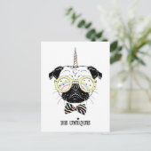 Pug Unicorn | uniek Briefkaart (Staand voorkant)