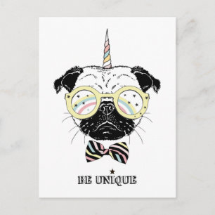 Pug Unicorn   uniek Briefkaart