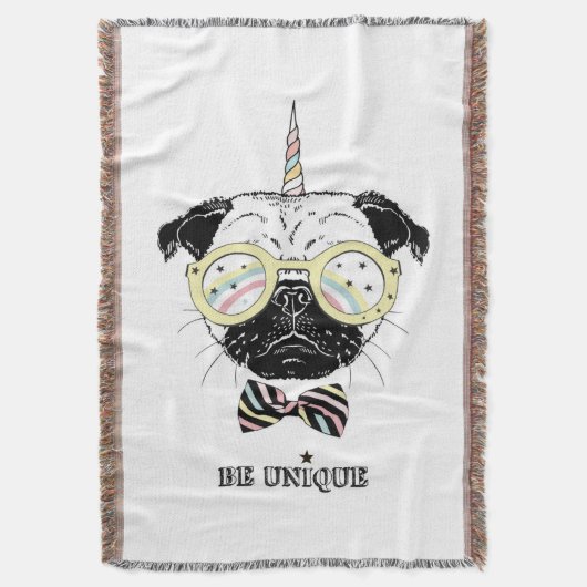 Pug Unicorn | uniek Deken (Voorkant Verticaal)
