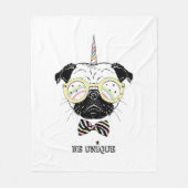 Pug Unicorn | uniek Fleece Deken (Voorkant)