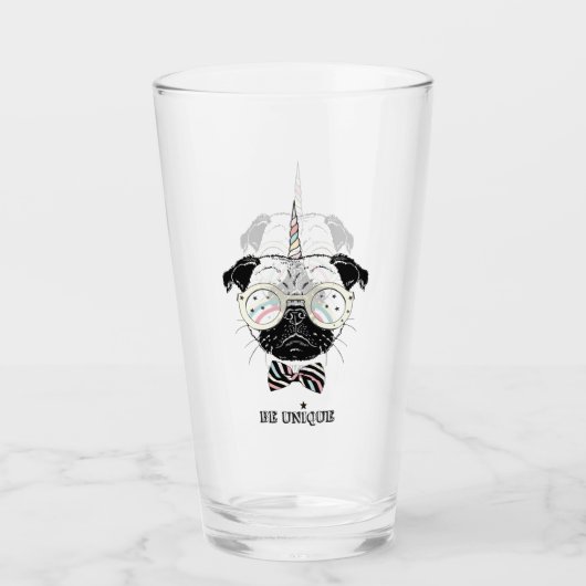 Pug Unicorn | uniek Glas (Voorkant)
