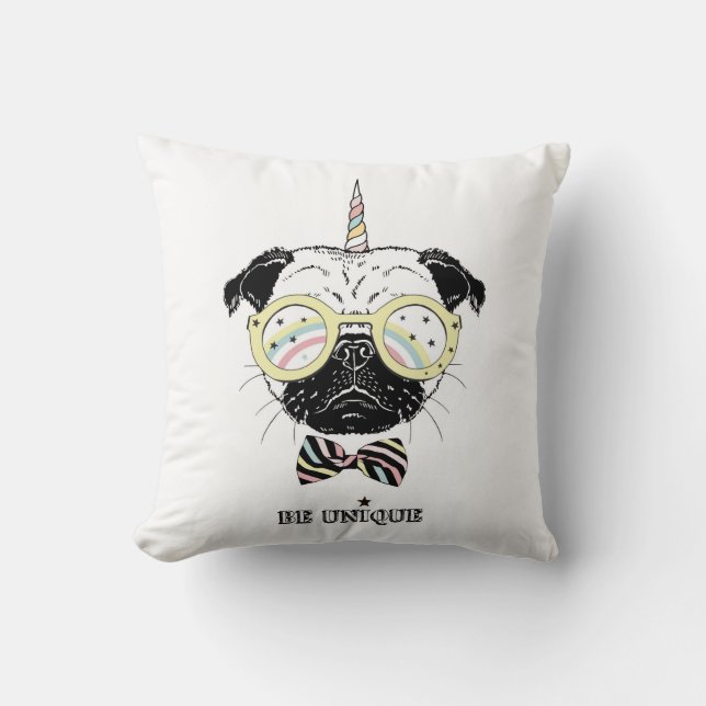 Pug Unicorn | uniek Kussen (Voorkant)