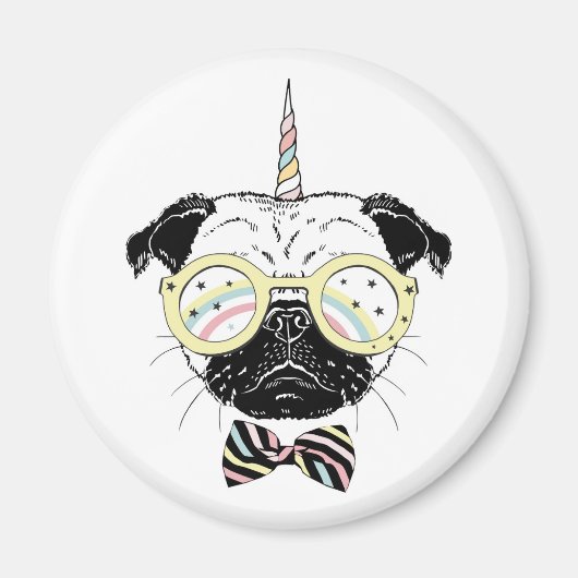 Pug Unicorn | uniek Magneet (Voorkant)
