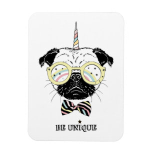 Pug Unicorn   uniek Magneet