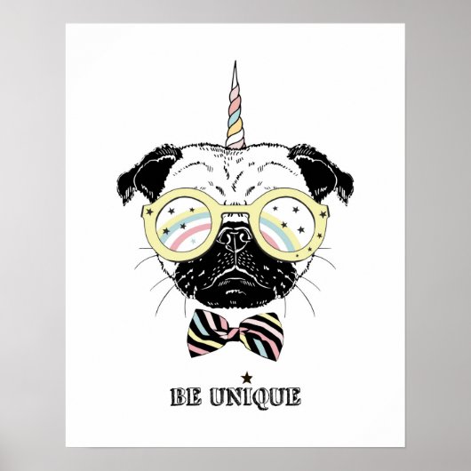Pug Unicorn | uniek Poster (Voorkant)