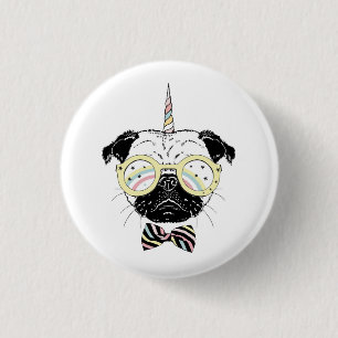 Pug Unicorn   uniek Ronde Button 3,2 Cm