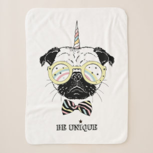 Pug Unicorn uniek Sherpa Deken