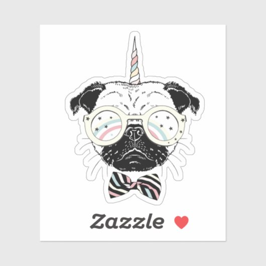 Pug Unicorn | uniek Sticker (Vel)