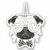 Pug Unicorn | uniek Sticker (Voorkant)