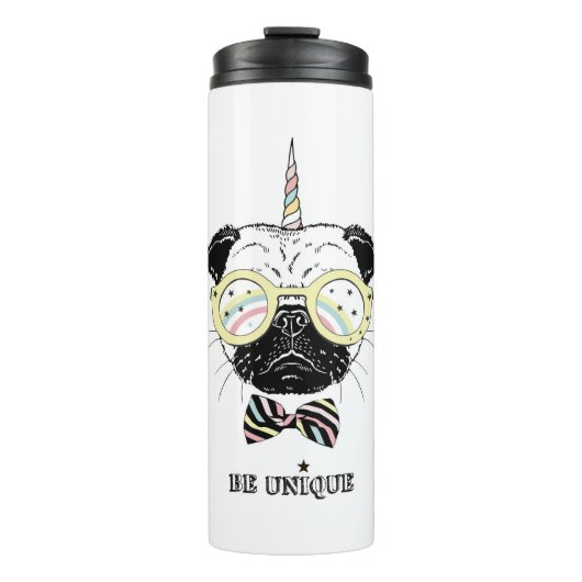 Pug Unicorn | uniek Thermosbeker (Voorkant)