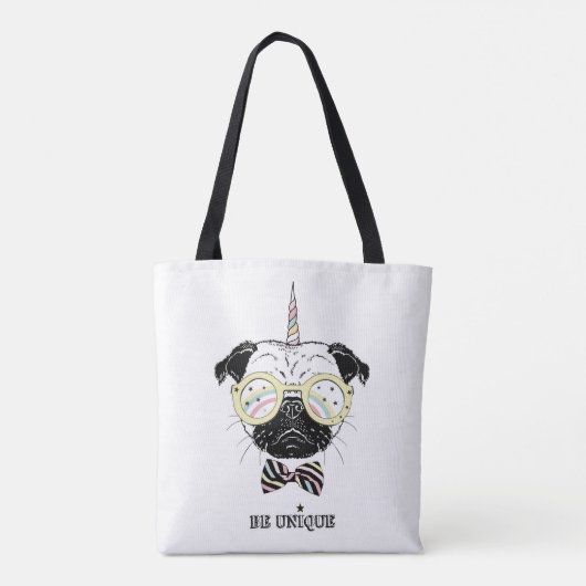 Pug Unicorn | uniek Tote Bag (Achterkant)