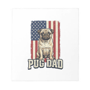 Pug Vader Patriottisch Vintage Gravure Hond Shirt  Notitieblok