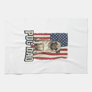 Pug Vader Patriottisch Vintage Gravure Hond Shirt Theedoek