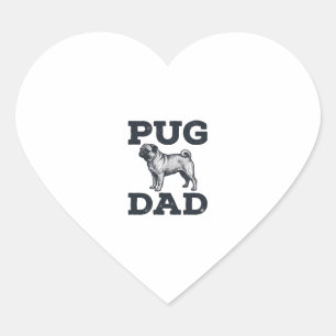 Pug Vader Vintage Gravure Shirt Ontwerp voor Honde Hart Sticker
