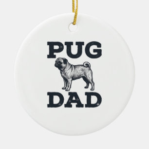 Pug Vader Vintage Gravure Shirt Ontwerp voor Honde Keramisch Ornament