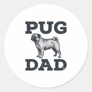 Pug Vader Vintage Gravure Shirt Ontwerp voor Honde Ronde Sticker