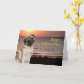 Pug Vaderdag Kaart (Gele Bloem)