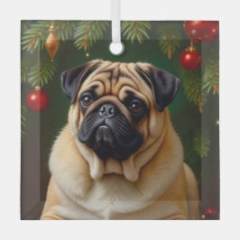 Pug vakantie glas ornament