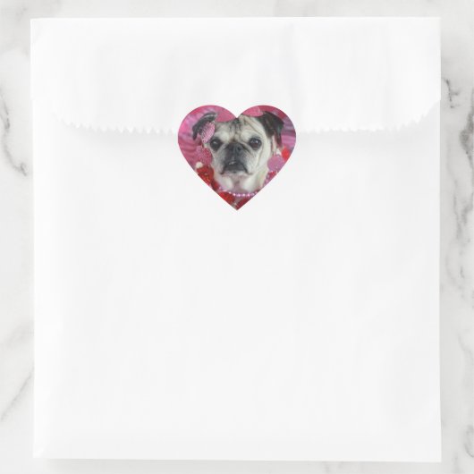 Pug Valentijn Hart Stickers (Tas)