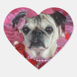 Pug Valentijn Hart Stickers