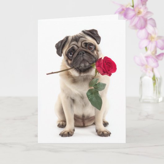 Pug Valentijn Kaart (Orchidee)