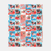 Pug Valentijn Quilt Fleece Deken (Voorkant)