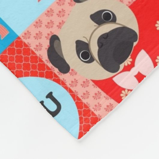 Pug Valentijn Quilt Fleece Deken (Hoek)